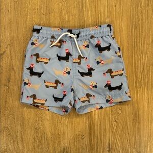 Janie and Jack Light Blue Dachshund Novelty Swim Shorts